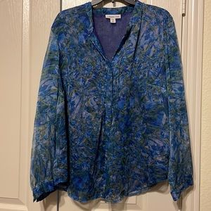 Coldwater Creek v neck button front blouse size 2x